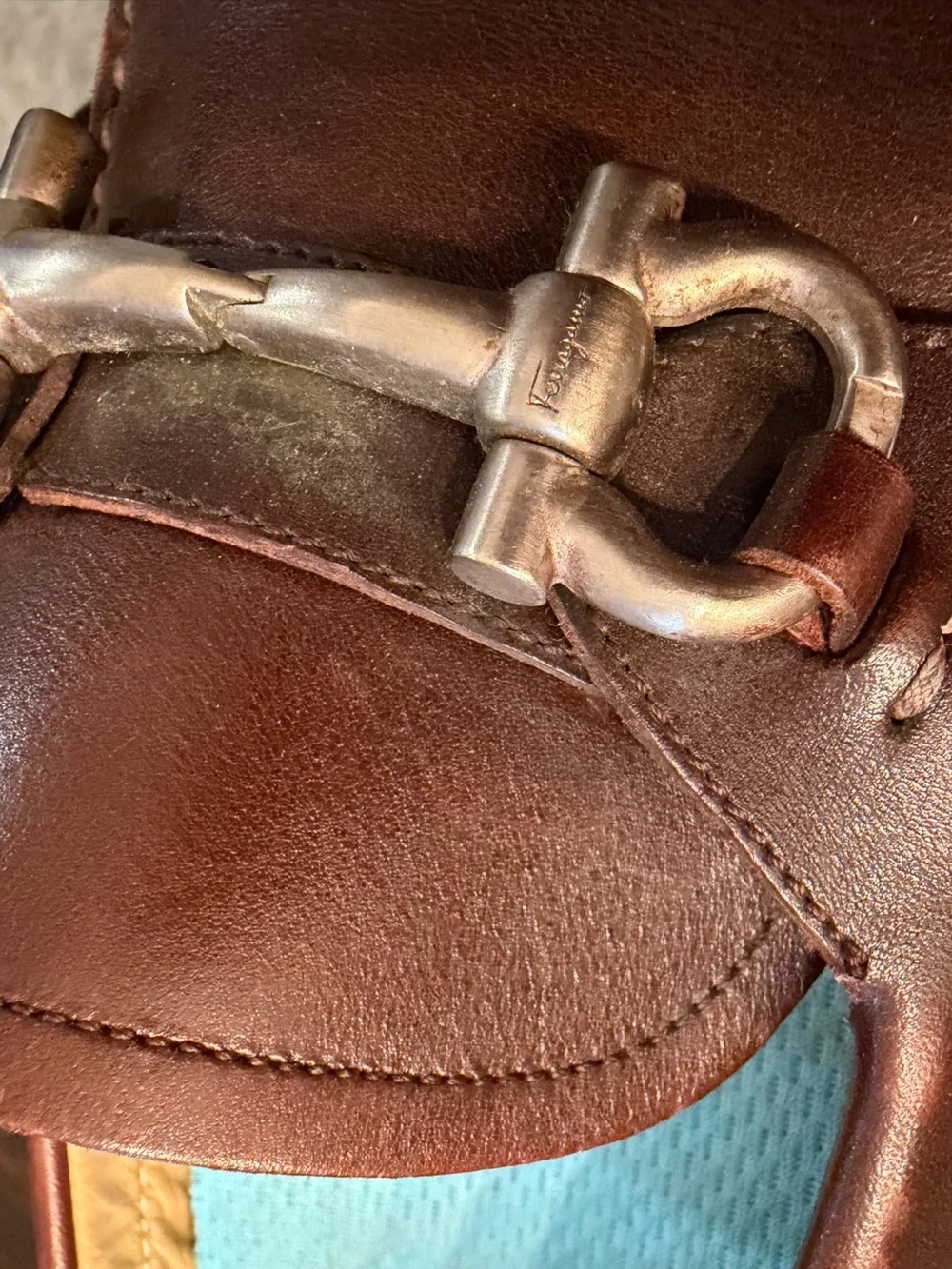 Salvatore Ferragamo Men’s Brown Leather Gancini Bit Driving Loafers | Size 12
